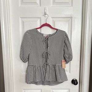 Checkered Black and White Blouse